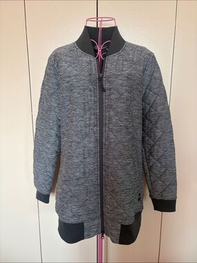 The North Face Heather Gray Quilted Jacket with Black Logo Patch